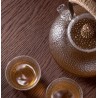 Teekanne Oriental mit Metallknopf und Metallhenkel und passende Teecups