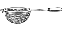 Teesieb in schwarz-weiß gezeichnet