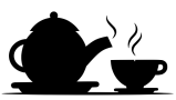 Teekanne mit Teetasse in Schwarz